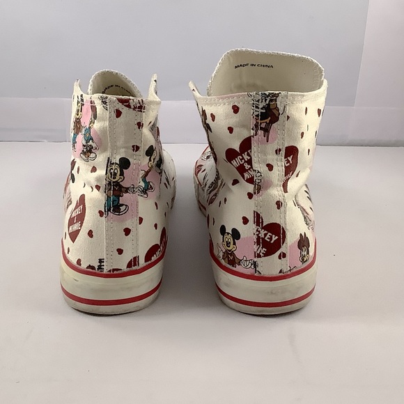 Disney Womens Mickey & Minnie White Canvas Hi-Top Sneakers 6.5 - Needs Laces - Picture 5 of 8